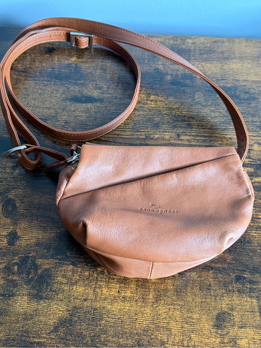 Bruno Rossi Made in Italy Brown Leather Crossbody Handbag Purse Like New - Picture 2 of 12